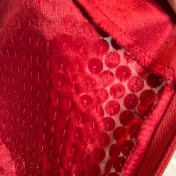 Vintage OLEG CASSINI 12 Open Back True Red Sequin Dress 80s 90s Mob Wife Large - Picture 9 of 11